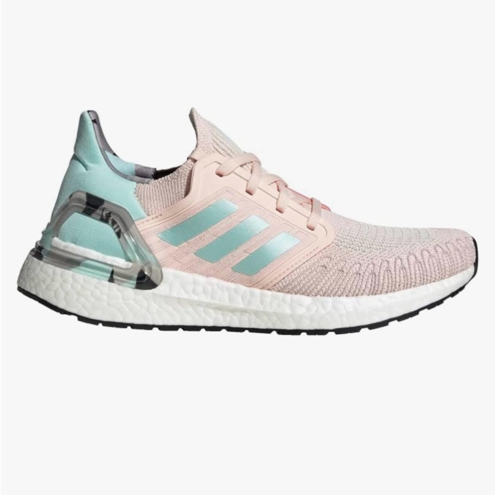 Adidas Pink and Green Ultraboost DNA Sneakers with Breathable Knit Design
